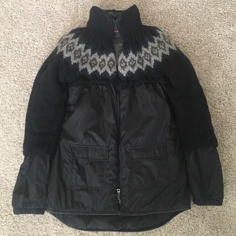 Prada black outerwear made in Italy.